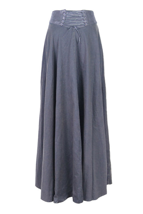 Leather Waistband Flowing Gothic Half Skirt with Punk Edge
