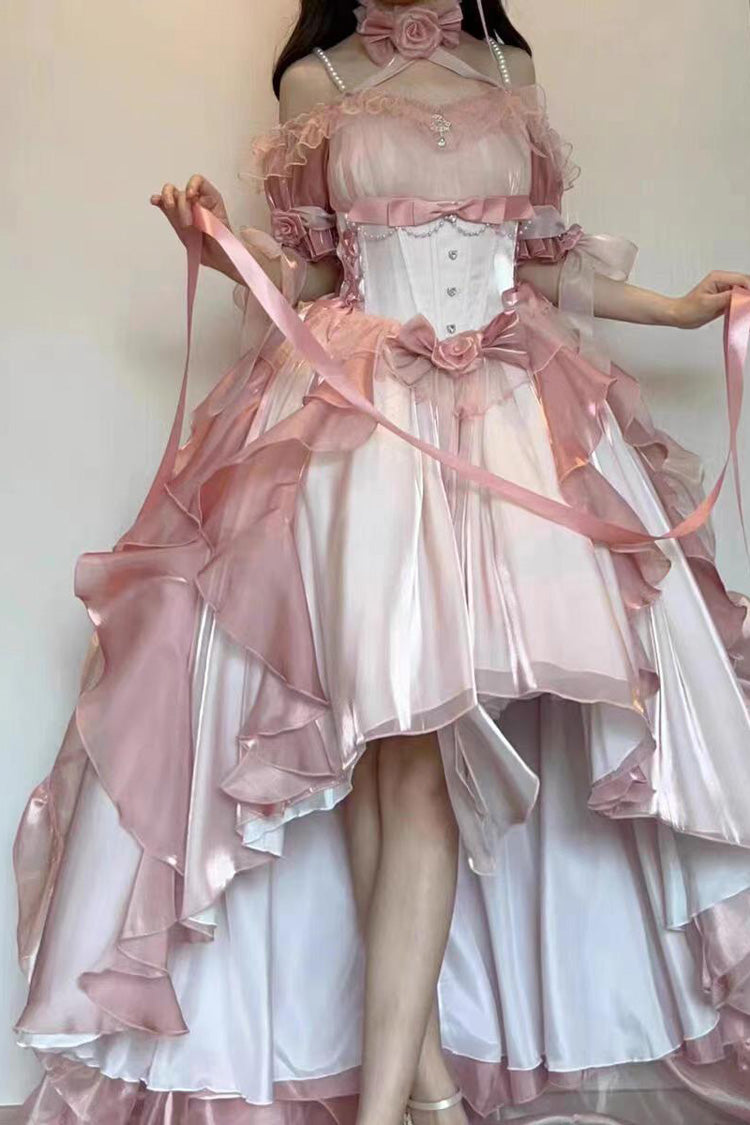 Pink Bowknot Irregular Sweet Princess Lolita JSK Dress