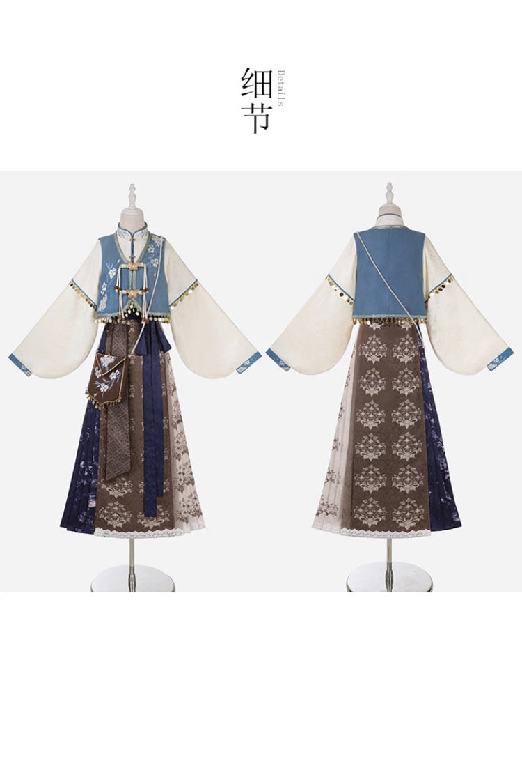 Snowfield Wind Stand Collar Embroidered Daily Hanfu Set