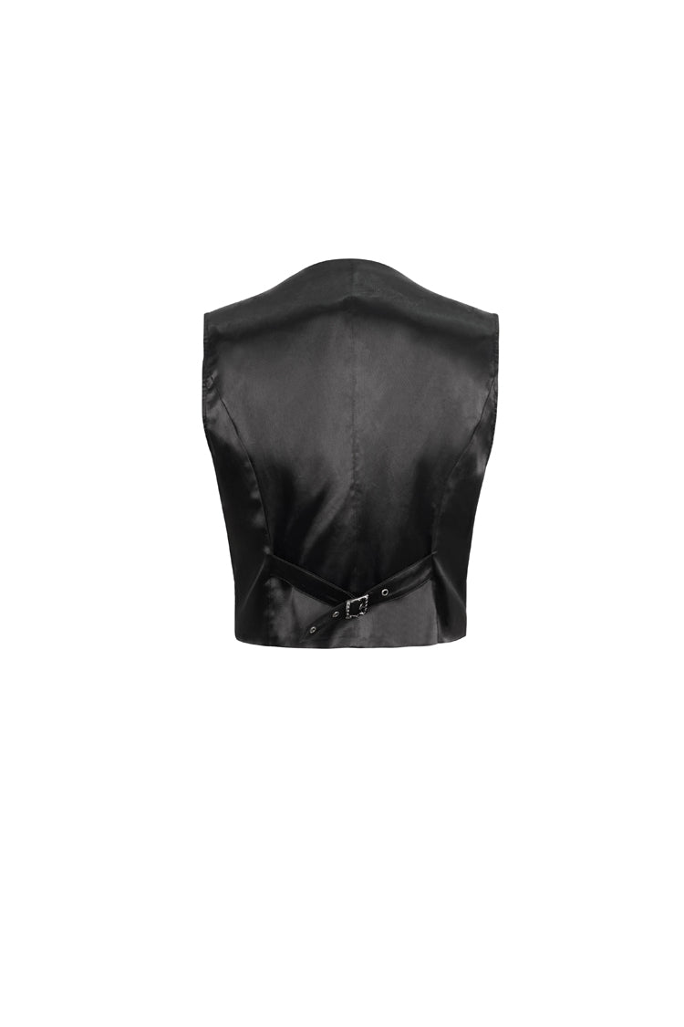 Slate Mushroom Button Waist Loop Jacquard Gothic Waistcoat for Men
