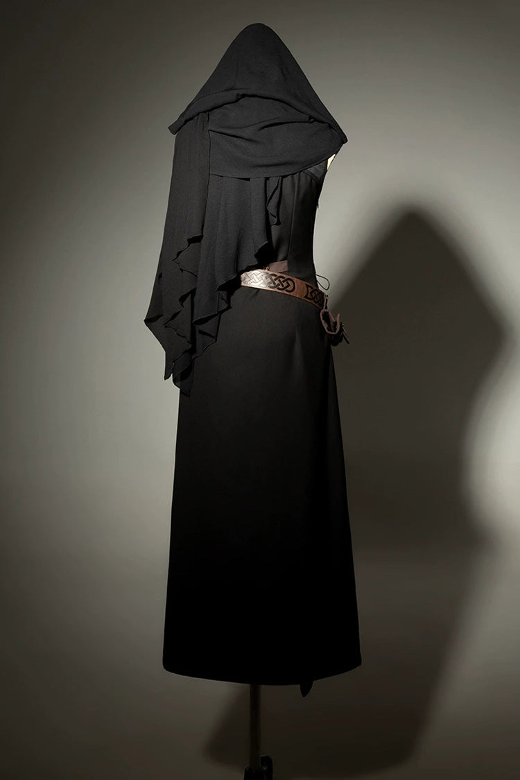 Black Sleeveless Punk Lolita Dress with Lace-Up Zipper