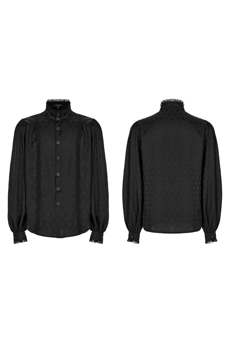 Dragon-Scale Jacquard Turtleneck with Lantern Sleeves