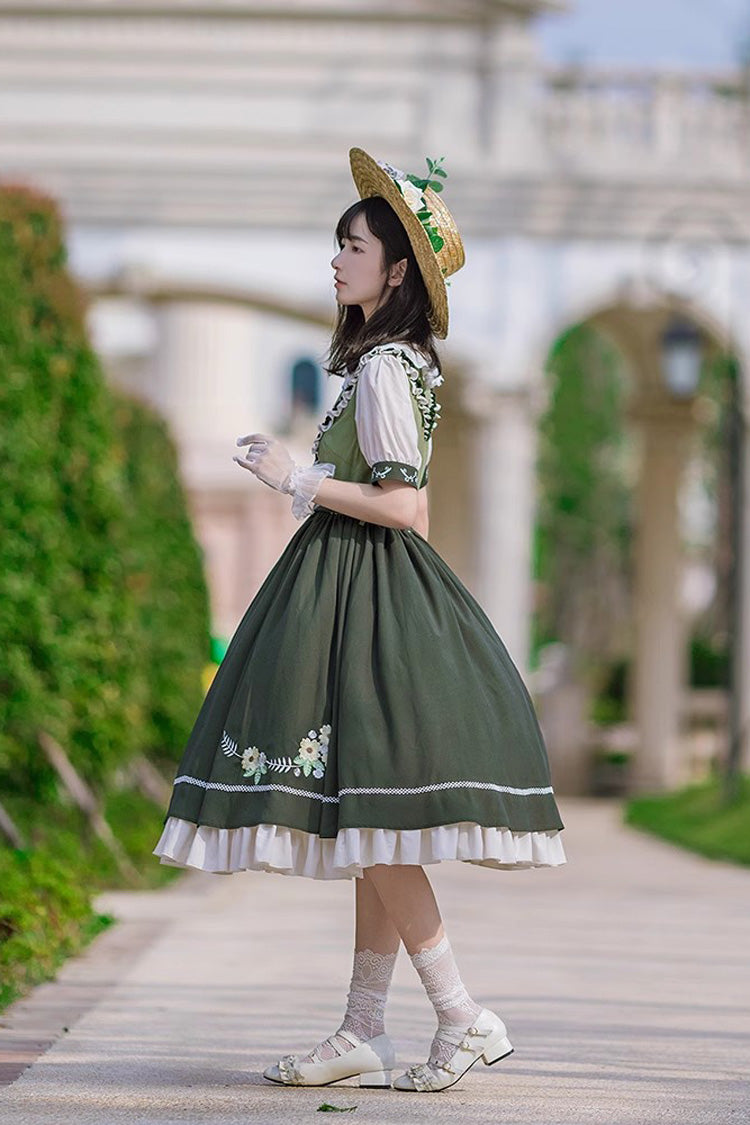 Multicolor Embroidered Short-Sleeved Doll Collar Lolita Dress