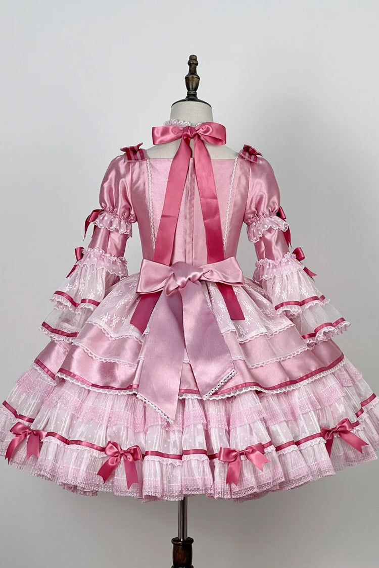 Velvet Cake Lolita Dress with Trumpet Sleeves & Lace Trim