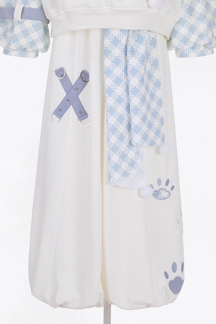 Ivory Prince Ouji Lolita Set with Asymmetric Print and Long Sleeves