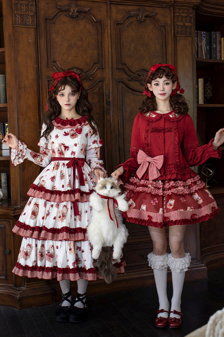 Strawberry Farm Print Embroidery Skirt