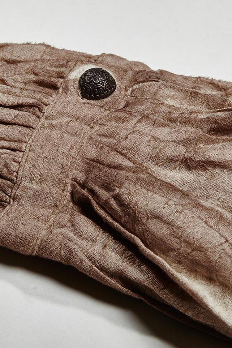 Ivory Victorian Steampunk Long Lantern Sleeve Retro Buttoned Men's Shirt
