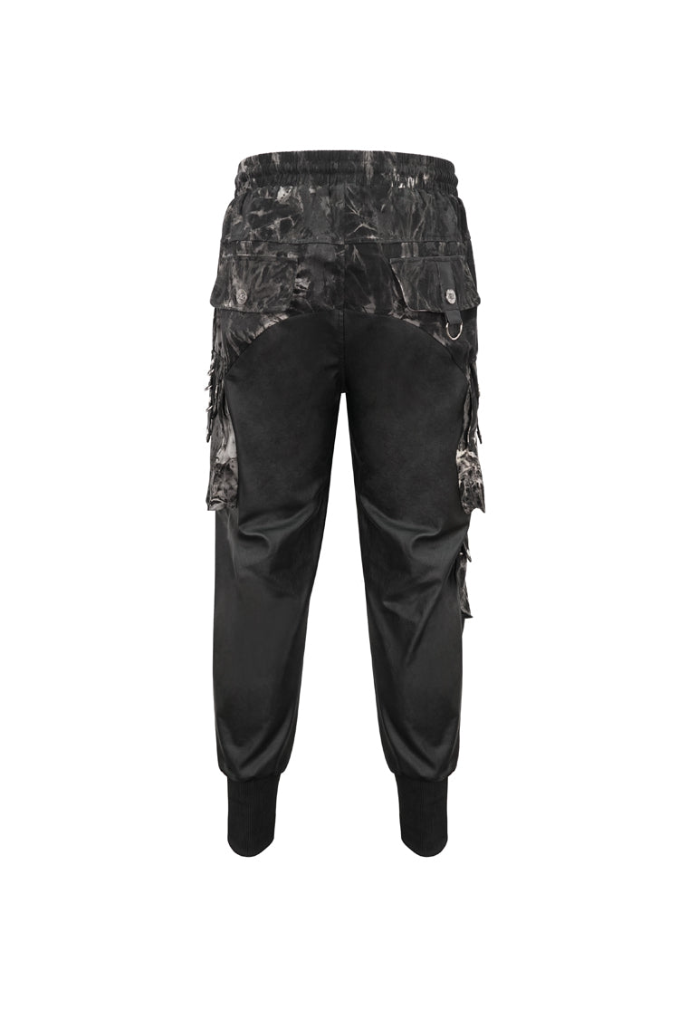 Hand-Painted Waist Drawstring Gothic Pants with Tie-Dye Splice