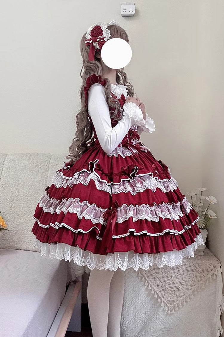 Multi-Layer Ruffle Sweet Lolita JSK Dress with Bow and Lace