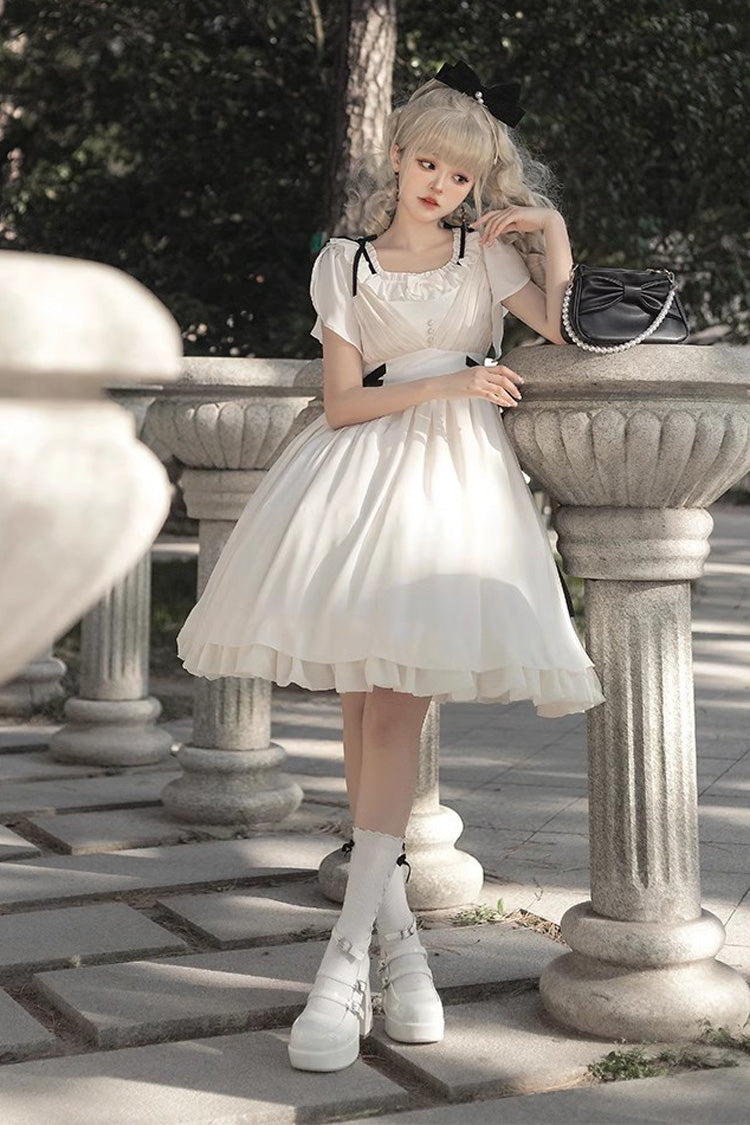 Ivory Moonlit Chiffon Short-Sleeve Ruffled Sweet Jumper