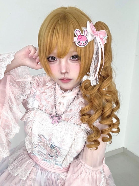 Claw Length 30CM Yellow Clips With Synthetic Ponytail Wig Double