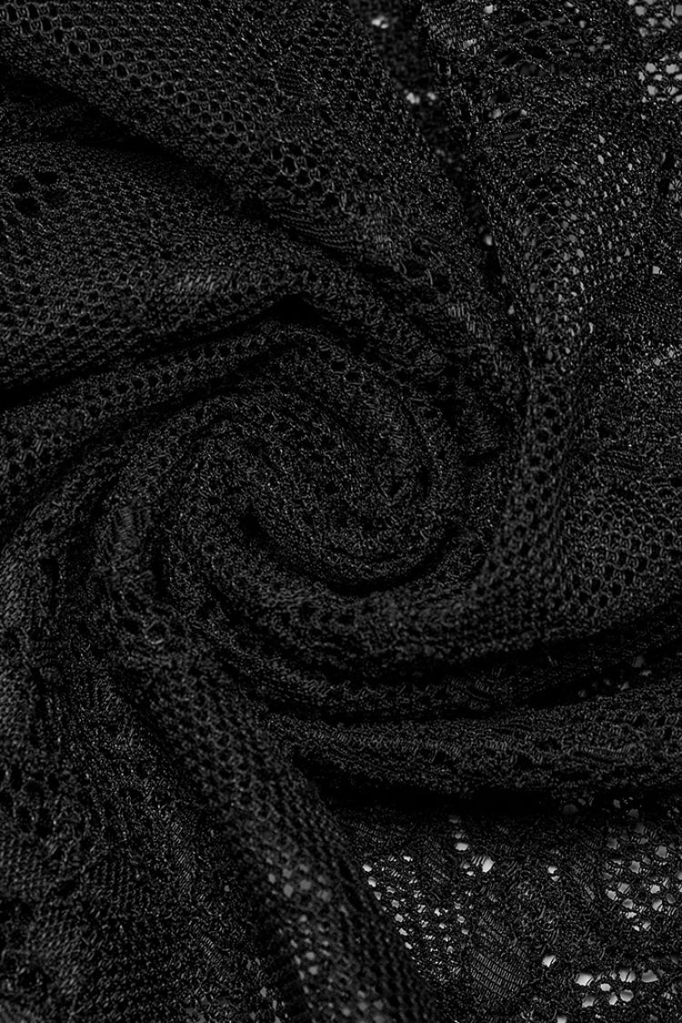 Black Floral Embroidered Lace Gothic Dress