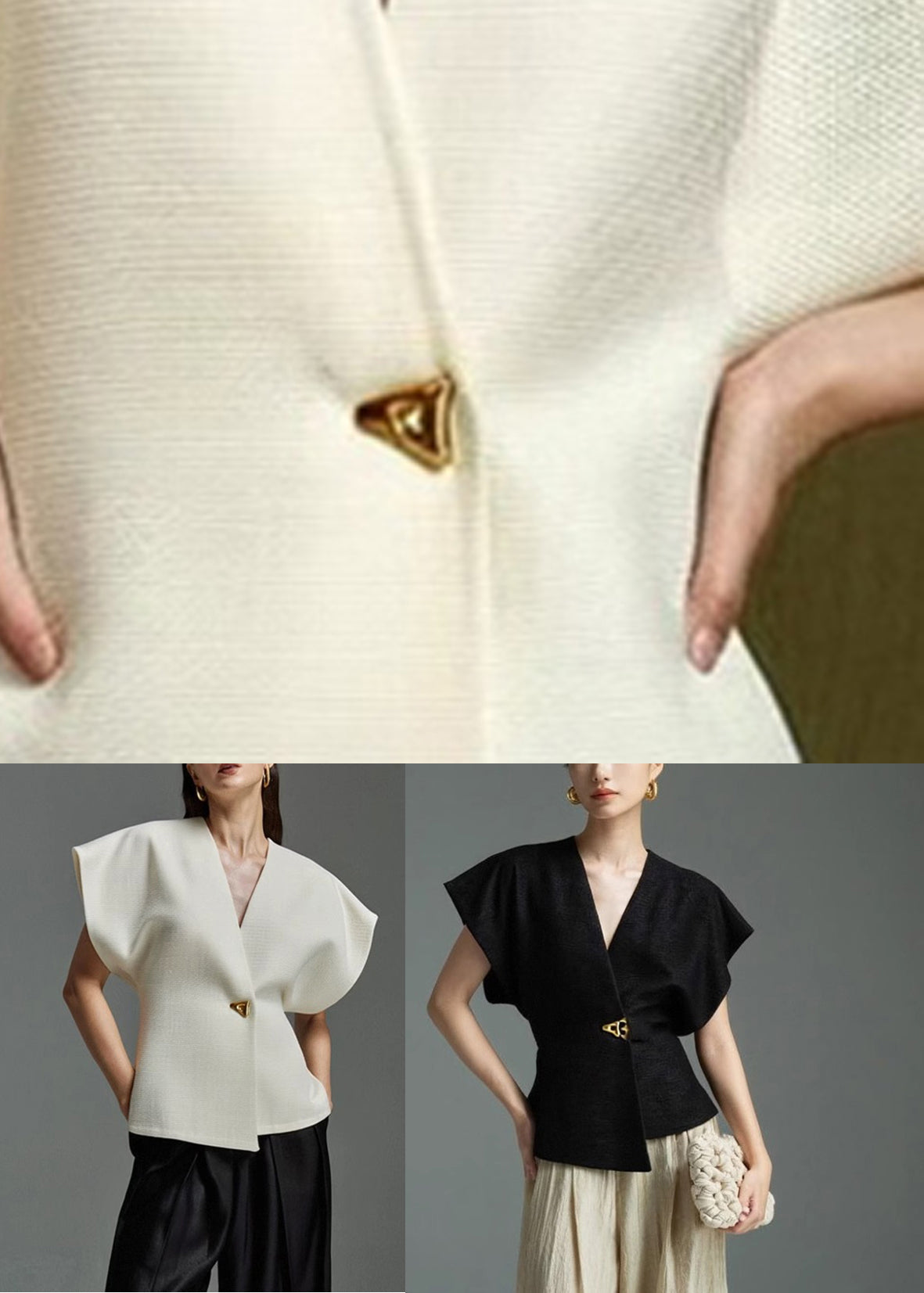 Asymmetrical Shirt Sleeveless Solid Black