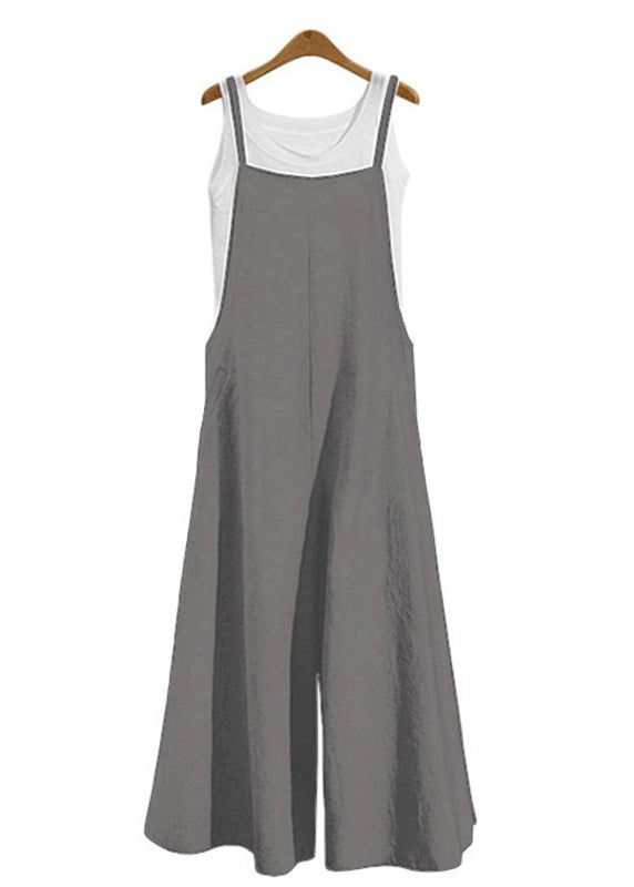 Army Jumpsuit Solid Sleeveless Green Neck Boho Slash