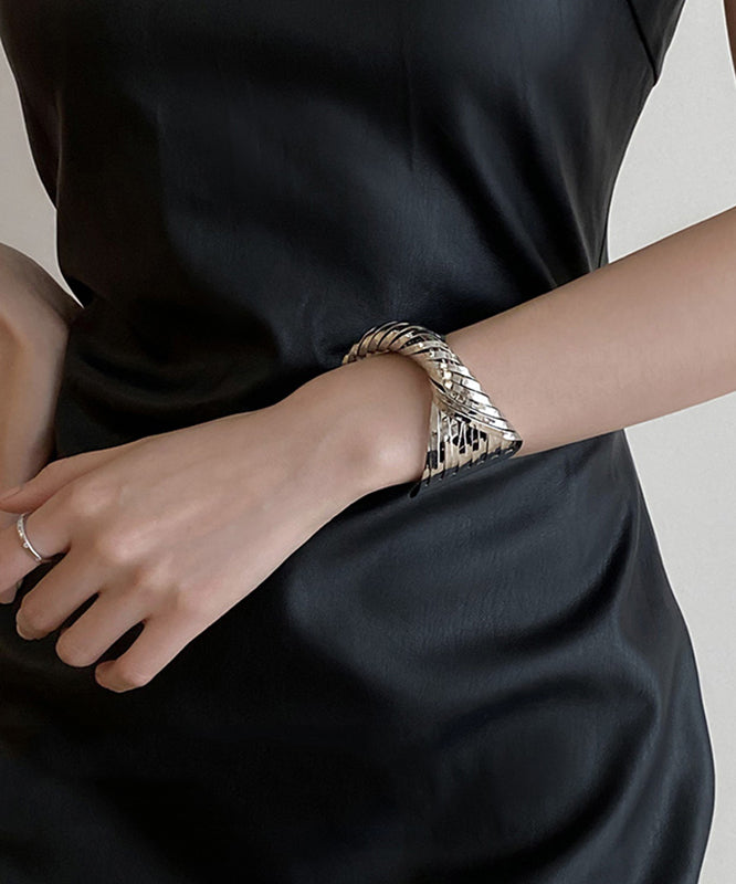 Open Cuff Silk Boho Metal Cross