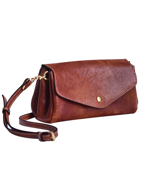 Durable Cross-body Solid Leather Khaki Bag Botique