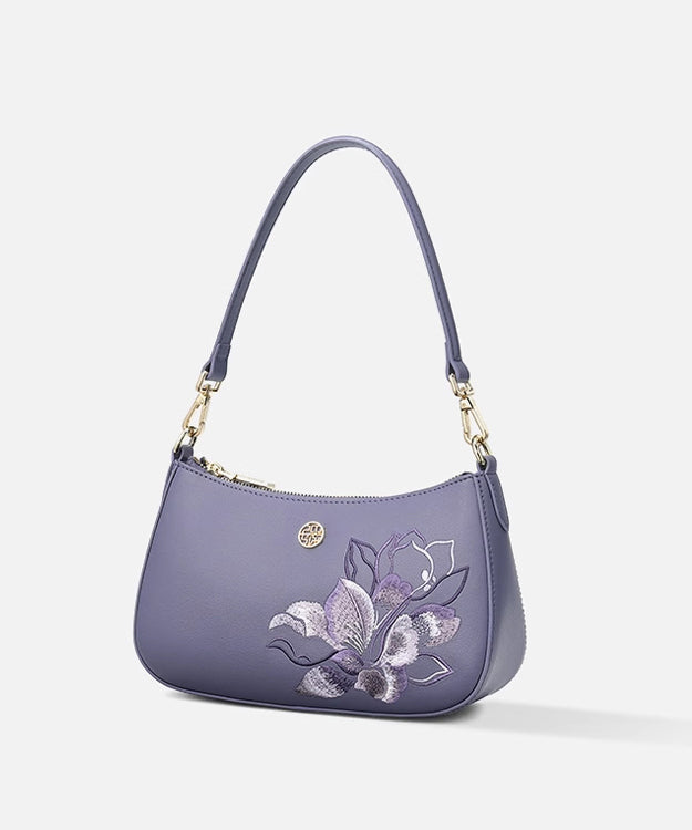 Bag Purple Leather Boutique CrossBody Embroideried Calf