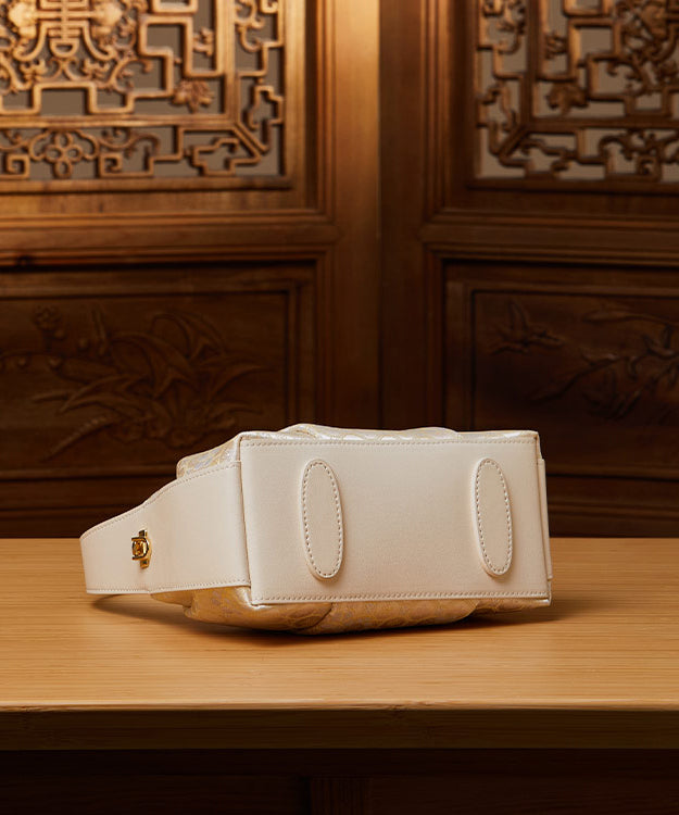 Chinese Tote Style Bag Beige Versatile Jacquard