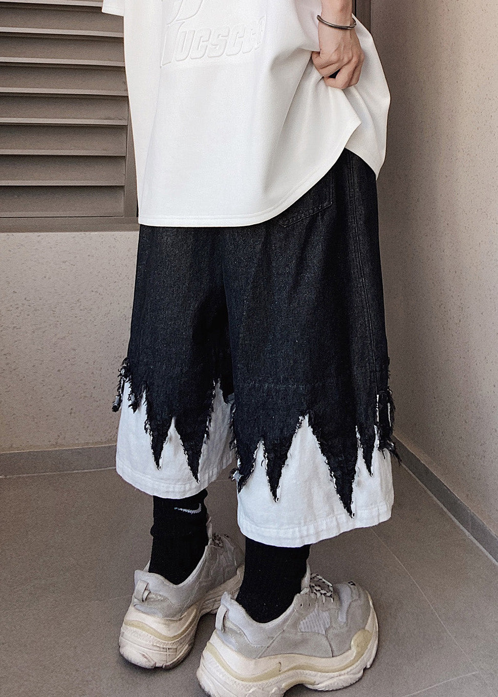 Black Denim Design Patchwork Original Shorts Summer Men Cool