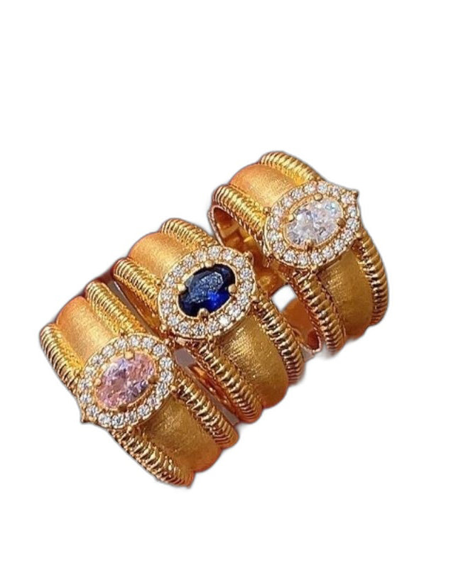 Gold Silver Open Zircon Rings Overgild Fashion Sterling
