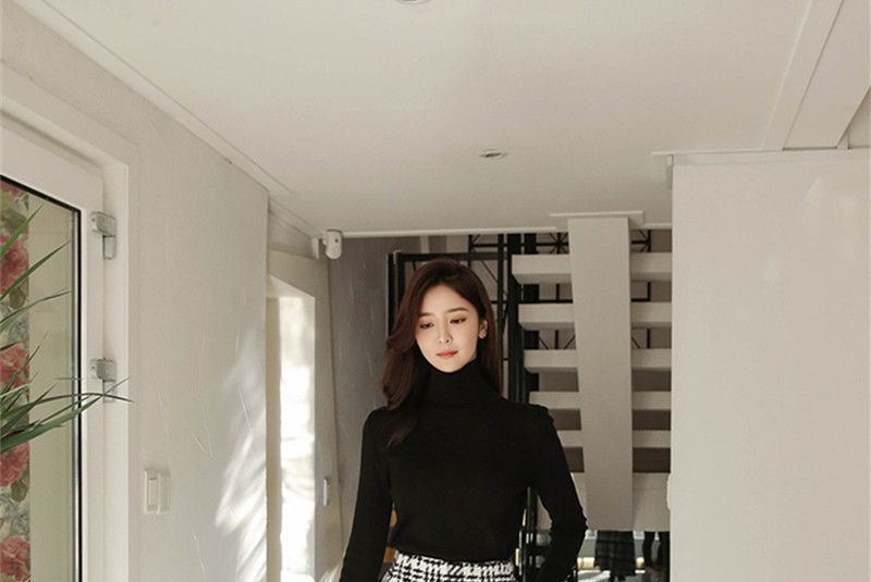 Plaid Bell-Bottom Woolen Pants