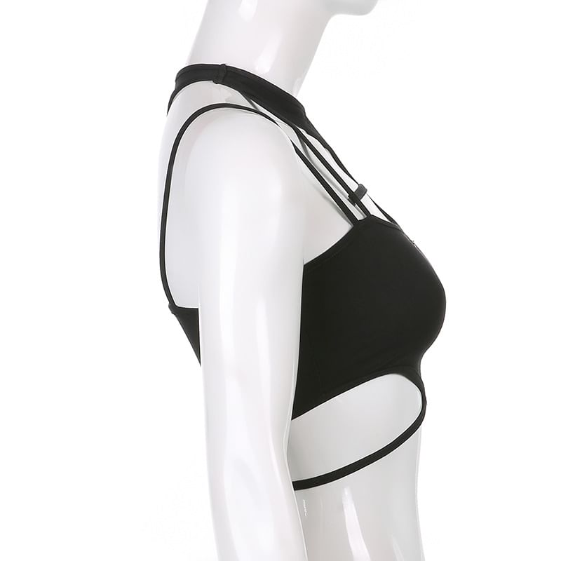 Cutout Top Plain Cropped Tank