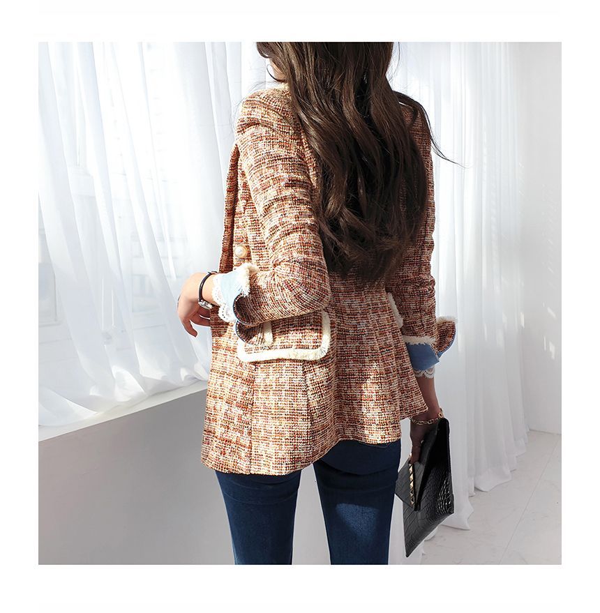 Double Breasted Tweed Slim-Fit Blazer