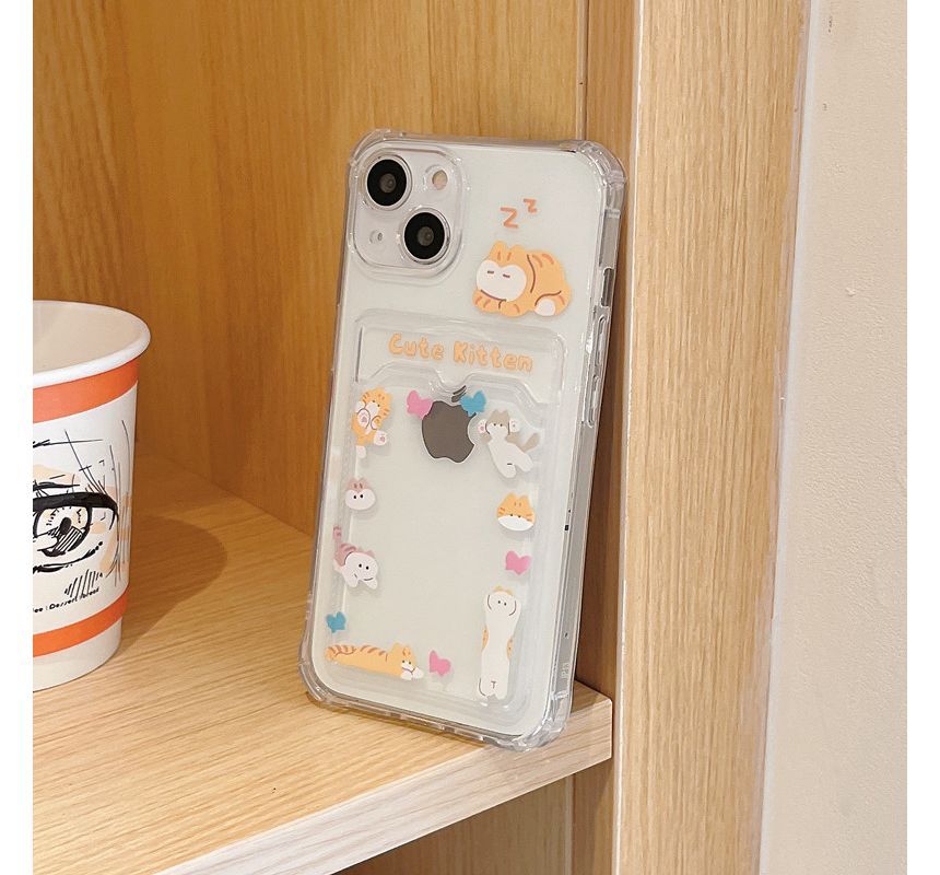 Print Cat Case Holder Card Phone