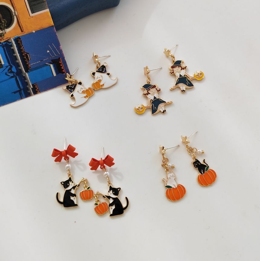 Drop Halloween Earring Clip / Enamel On