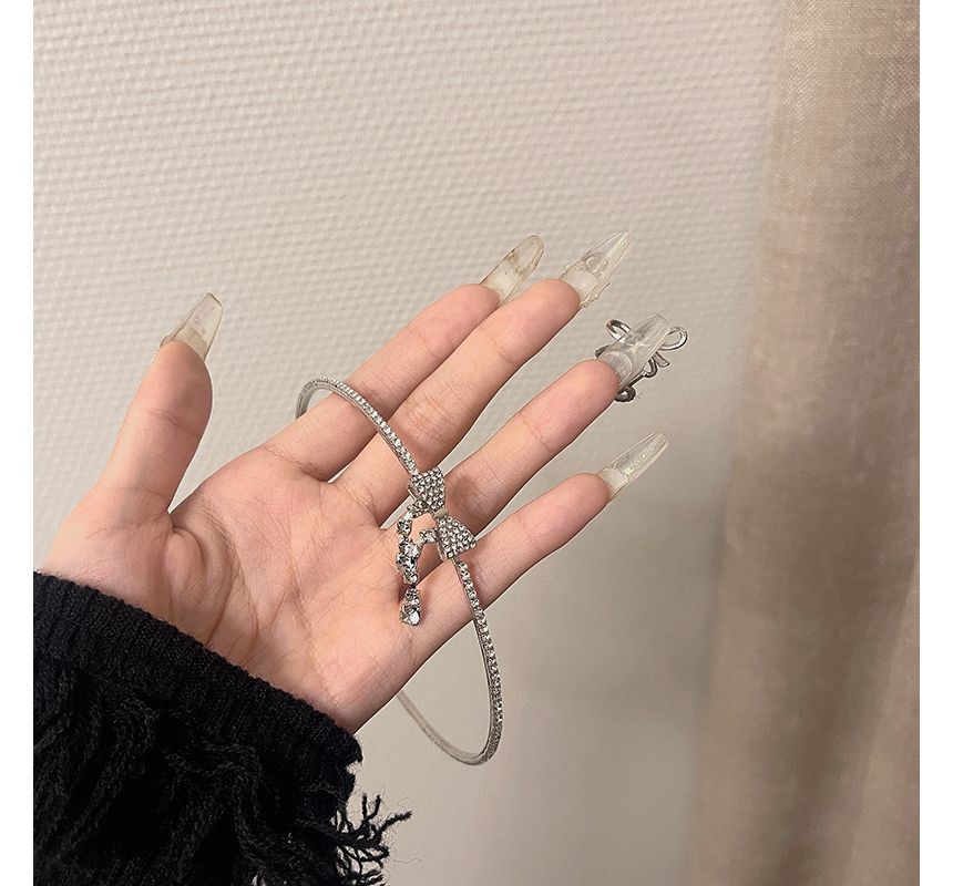 Bow Rhinestone Alloy Choker