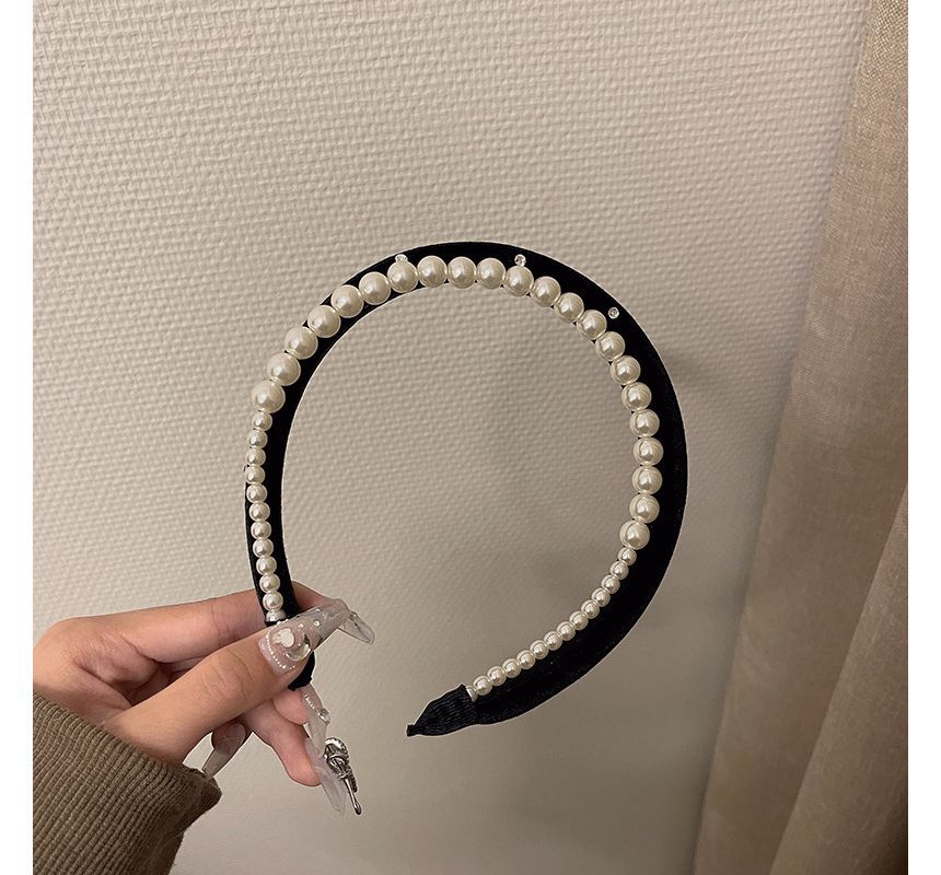 Velvet Headband Faux Pearl