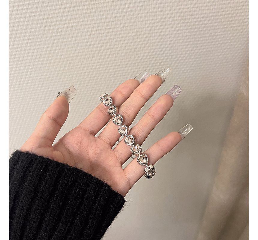 Rhinestone Alloy Bracelet Heart