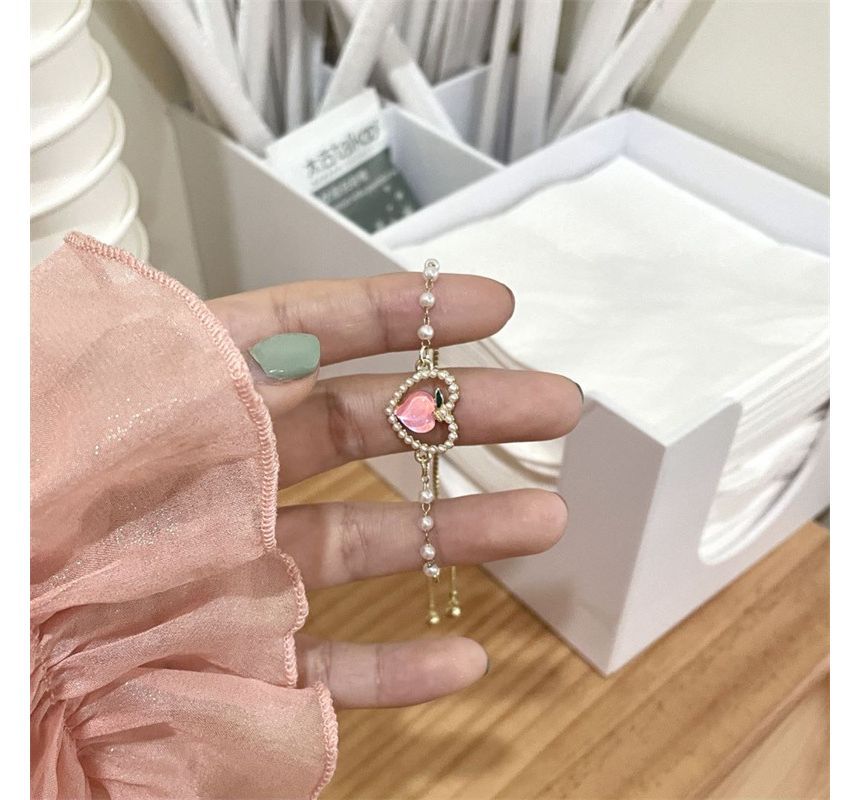 Bracelet Faux Peach Heart Pearl