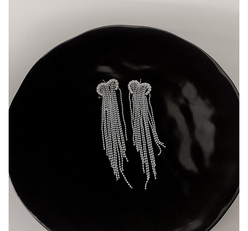 Heart Earring Alloy Fringed