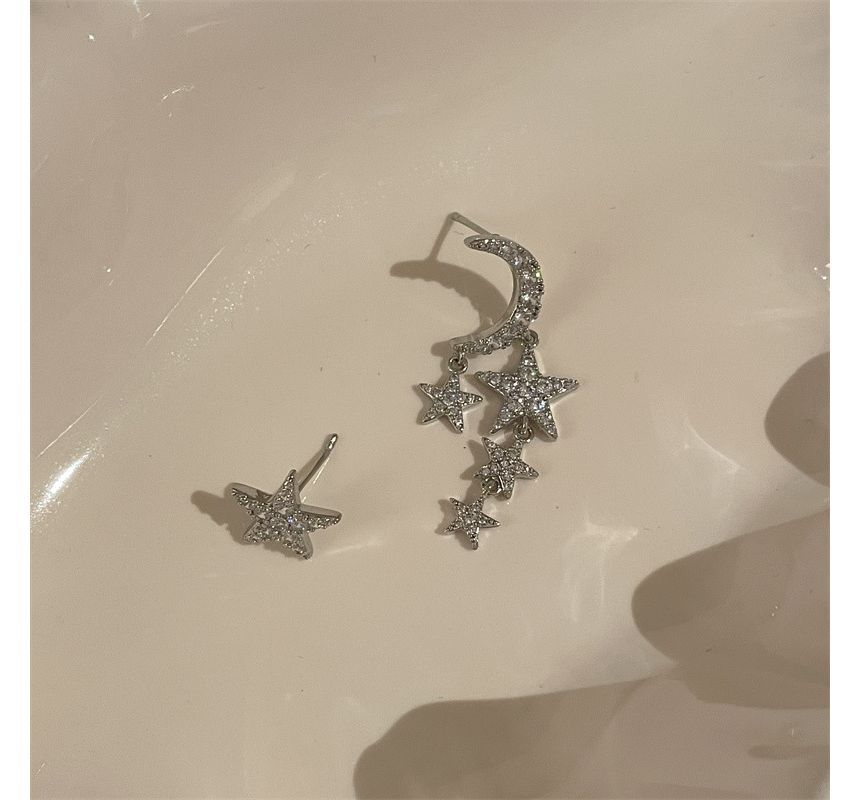Alloy Asymmetrical Moon Fringed Star Earring