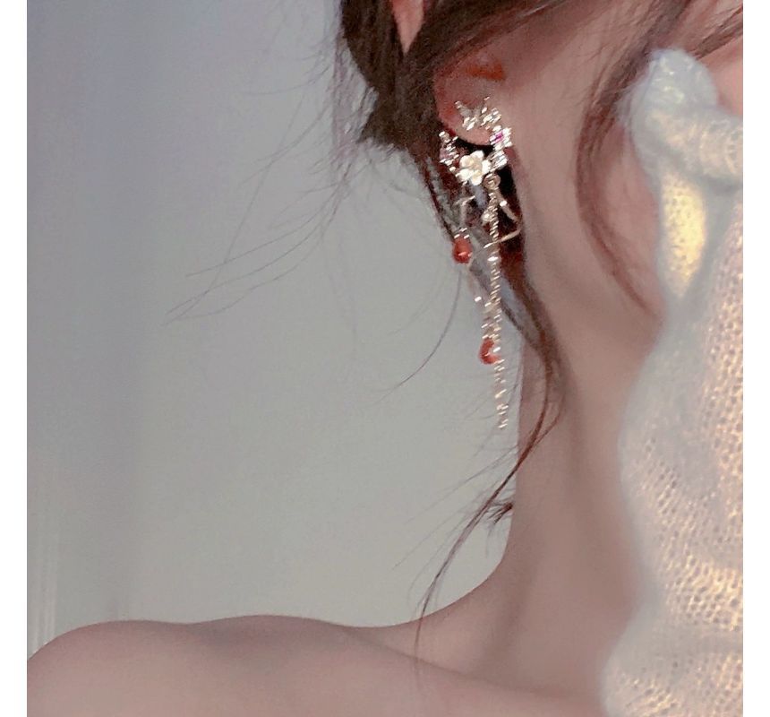 Butterfly Earring Swirl Fringed Alloy Floral