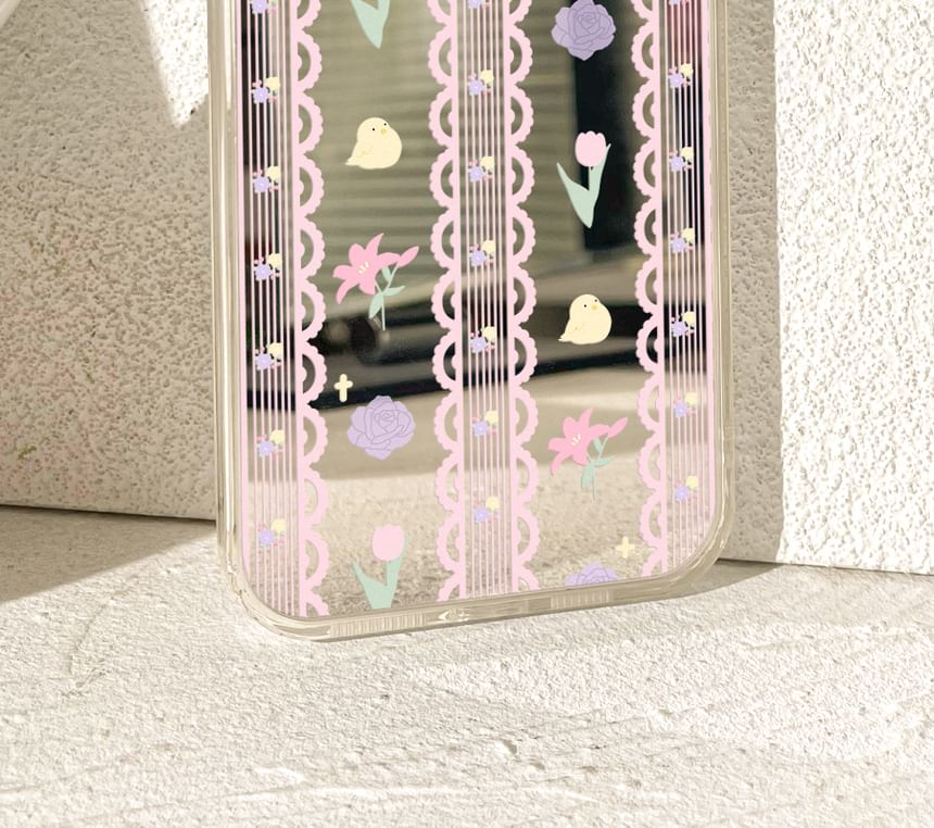Case Mirrored Phone Lace Floral Print