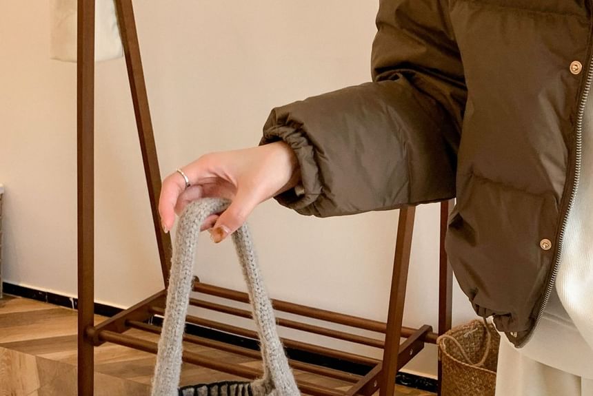 Contrast Bag Knit Tote Stitch