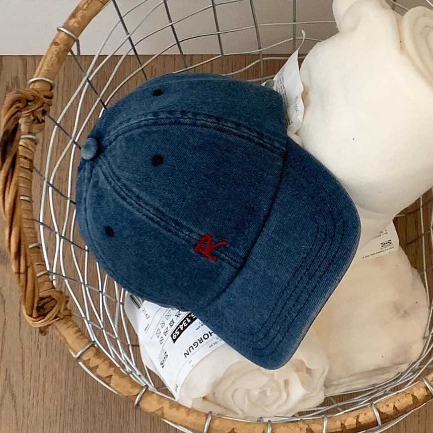 Baseball Denim Lettering Washed Cap