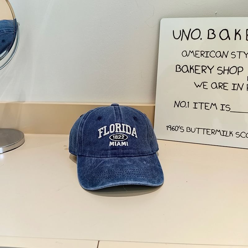 Embroidered Cap Washed Baseball Lettering