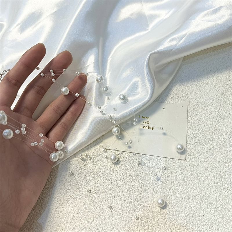 Faux Choker Layered Pearl