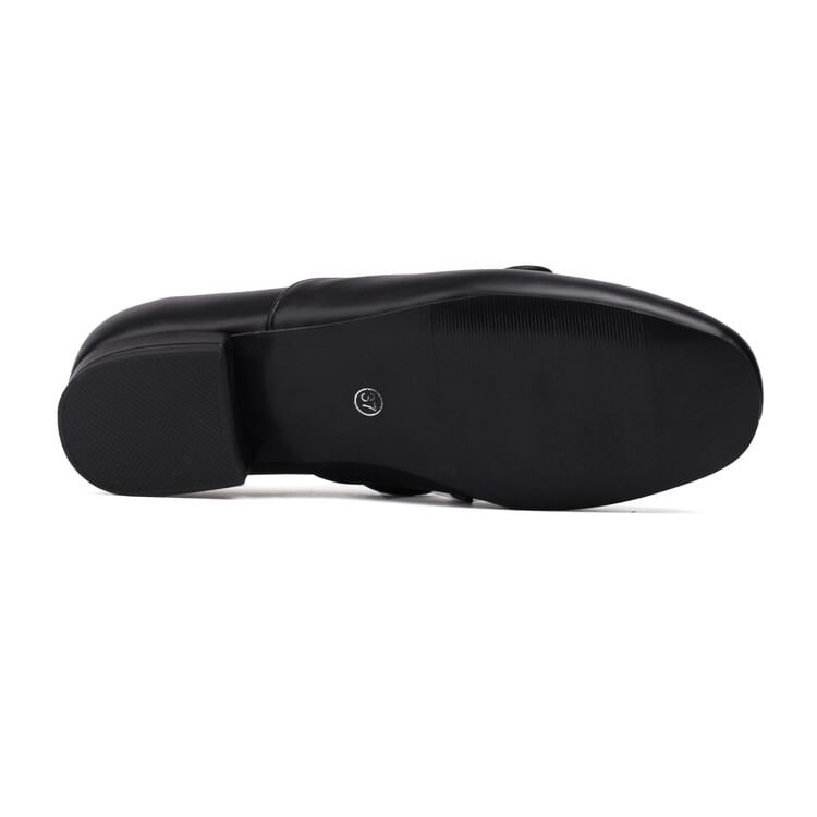 Faux Leather Shoes Chunky Lace-Up Plain Heel