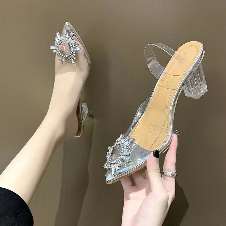 Low Pointed PVC Heel Mules
