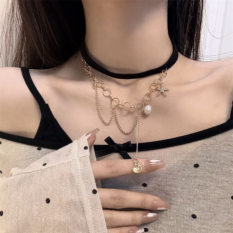 Shell Pearl Starfish Chain Layered Thigh Faux