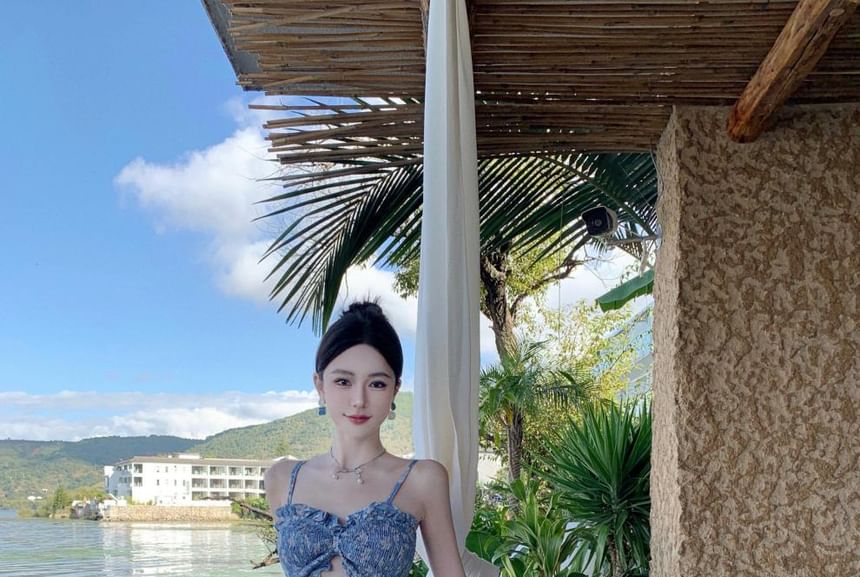 Floral Cutout Strap Maxi Sundress Spaghetti