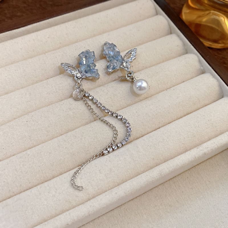 Butterfly Floral (Various Faux Pearl Earring Crystal Alloy Designs) /