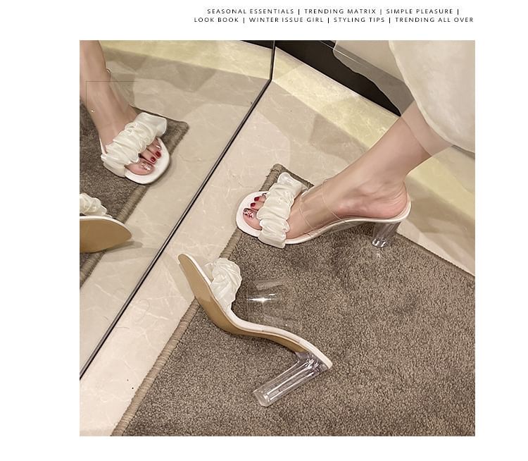 Sandals Slide Heel High Ruffle