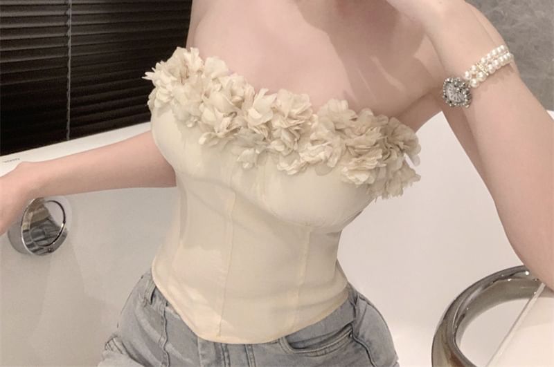 Plain Flower Accent Tube Top