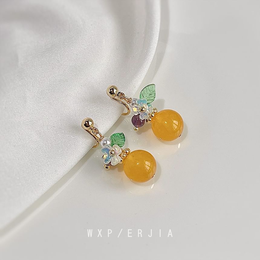 Faux Earring Floral Alloy Dangle Gemstone