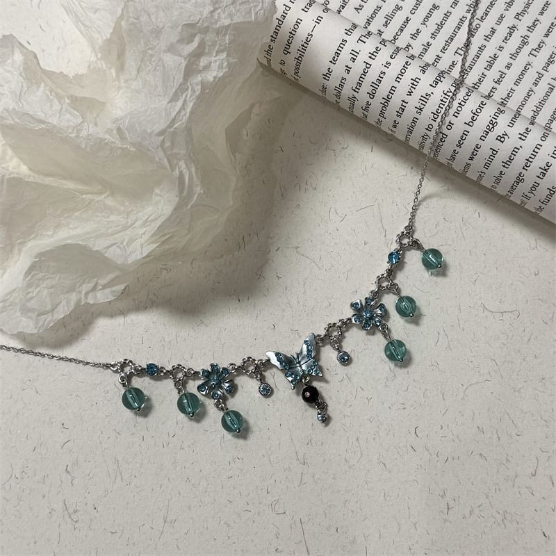 Choker Butterfly Floral Alloy